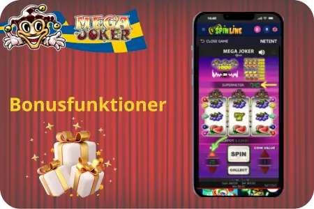 Bonusfunktioner och gratissnurr Mega Joker