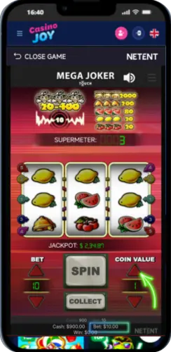 Set your bet level